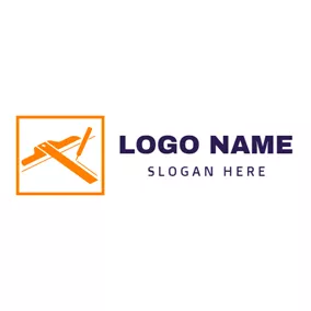 鋼筆Logo Orange Ruler and Pencil logo design