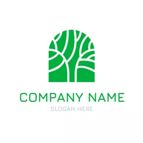 植物学ロゴ Organic Green Tree Icon logo design