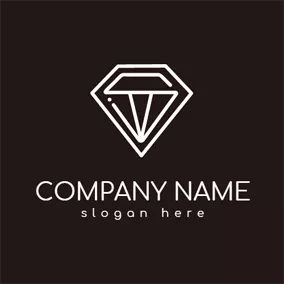 白黒ロゴ Outlined White Diamond logo design