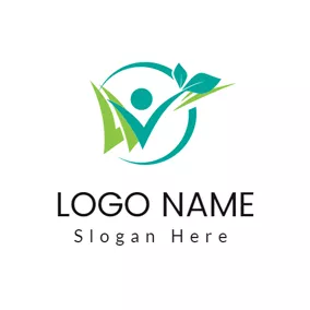 環境ロゴ People and Green Sprout logo design