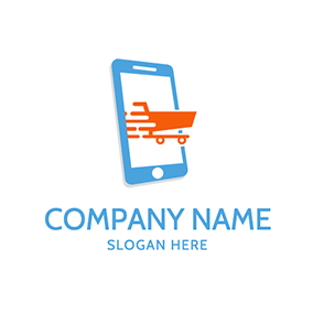 Logótipo De Compras Phone Trolley Online Shopping logo design