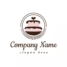 Logo De La Boulangerie Pink and Chocolate Cake logo design