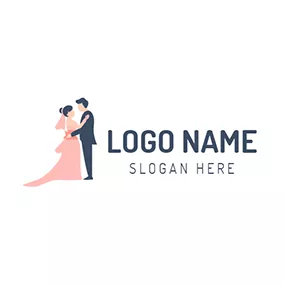 Apparel Logo Pink Bride and Black Bridegroom logo design