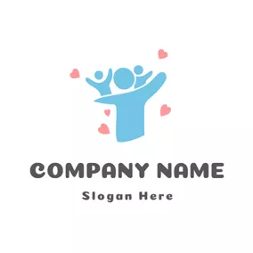 Logo De Distanciation Sociale Pink Heart and Blue Family logo design