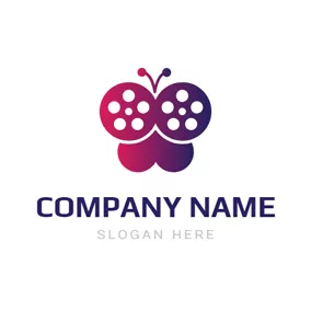 製片 Logo Purple Butterfly and Film logo design