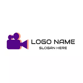 シネマロゴ Purple Film Projector and Movie logo design