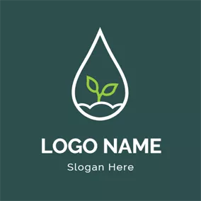 環境ロゴ Rain Drop and Young Sprout logo design