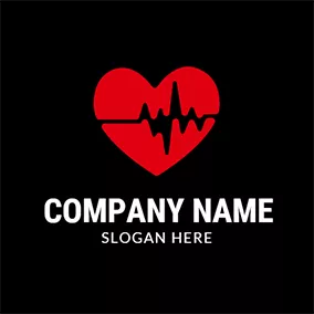 医生Logo Red and Black Heart Cardiogram logo design