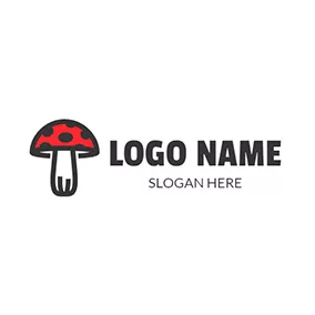 Flat Logo Red and Black Mushroom Icon logo design