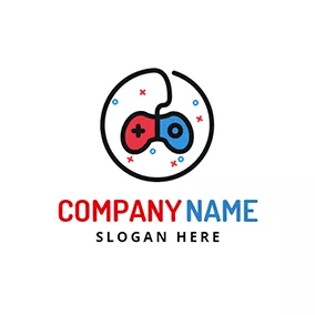 Help Logo Red and Blue Game Machine logo design