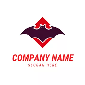 Eye Logo Red and Purple Bat Mascot logo design