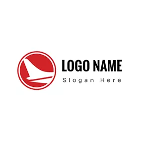 Flight Logo Red Circle and White Airplane logo design