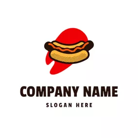 Takeaway Logo Red Decoration and Hot Dog logo design