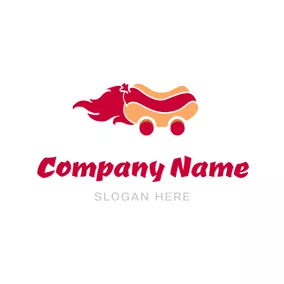 Takeaway Logo Red Fire and Hot Dog logo design