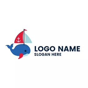 Logótipo Baleia Red Flag and Blue Whale logo design