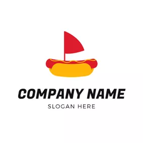 カフェテリアロゴ Red Flg and Hot Dog logo design