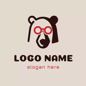 動物園ロゴ Red Glasses and Black Bear logo design