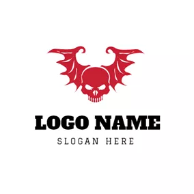 Holiday & Special Occasion Logo Red Halloween Wing and Skull logo design