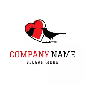 Logo De Distanciation Sociale Red Heart and Black Magpie logo design