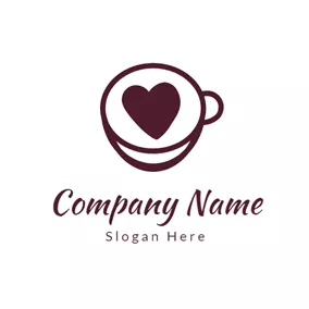 咖啡Logo Red Heart and Coffee Cup logo design