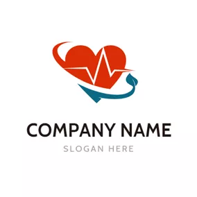 医生Logo Red Heart and Health Care logo design