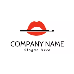 Accessory Logo Red Lips and Eyebrow Pencil logo design