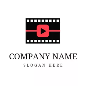 YouTube頻道Logo Red Play Button and Black Film logo design