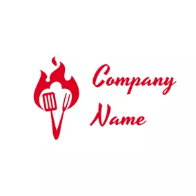 グリルロゴ Red Shovel and Fork logo design