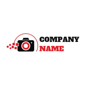 カムのロゴ Red Square and Black Camera logo design