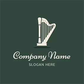 豎琴logo Reflection Simple and Beautiful Harp logo design