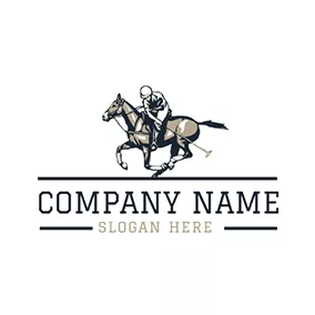 Action Logo Running Horse and Polo Sportsman logo design