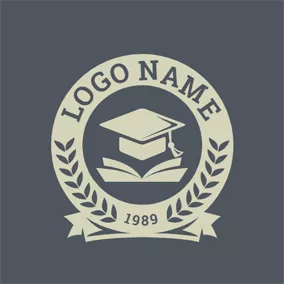 學前班 Logo Rustic Encircled Book and Mortarboard logo design