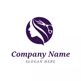 Elegant Logo Scissor and Purple Hair logo design