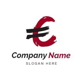 Financial Logo Script Red and Black Euro Symbol logo design