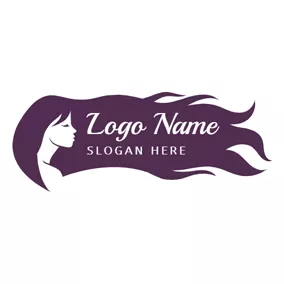 Hairdo Logo Side Face and Long Purple Hair logo design