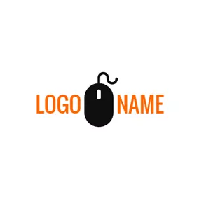 ネズミロゴ Simple Black Mouse logo design