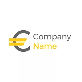 Financial Logo Simple Brown and Yellow Euro Sign logo design