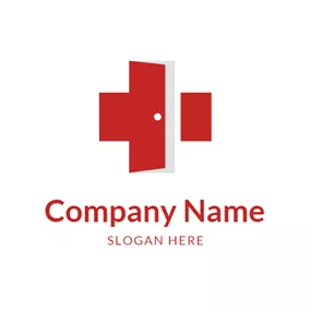 血のロゴ Simple Door and Cross logo design