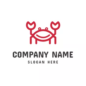 Seafood Logo Simple Lines Cartoon Crab logo design
