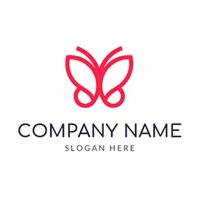 Beauty Logo Simple Red Butterfly Outline logo design