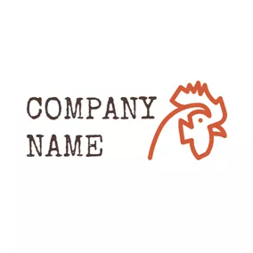 雞Logo Simple Red Rooster logo design