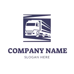 拖車 Logo Simple White Truck Icon logo design
