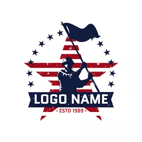 慶祝 Logo Soldier and Flag logo design