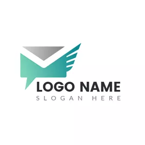 メールロゴ Special Green and Gray Envelope logo design