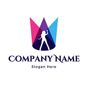 Entertainment Logo Spotlight Triangle Girl Dance logo design
