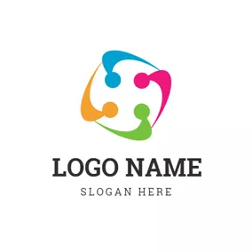 Connect Logo Square and Abstract Colorful Person logo design