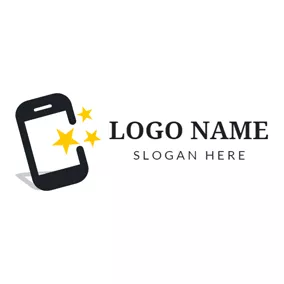 携帯電話のロゴ Star and Mobile Phone logo design