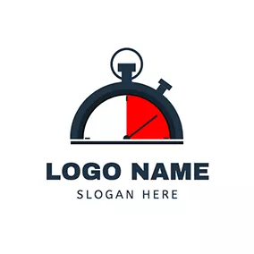 Connected Logo Stopwatch Simple Semicircle logo design