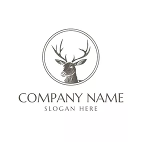 ムースロゴ Tribal Deer Head Badge Icon logo design