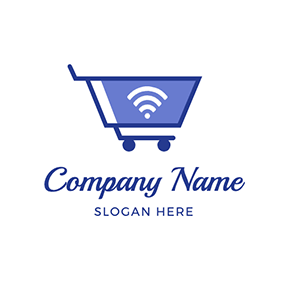 Logótipo De Compras Trolley Wifi Shopping Online logo design